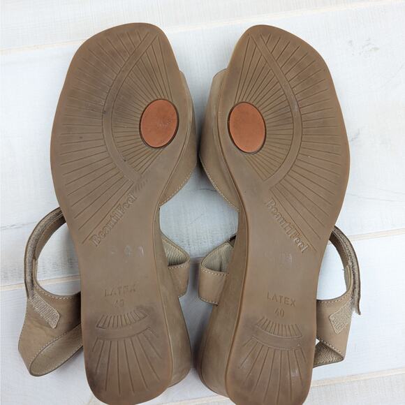 Beautifeel Tan Suede Wedge Slingback Square Toe Comfort Sandals Size 40‎ | 9 - Picture 6 of 10